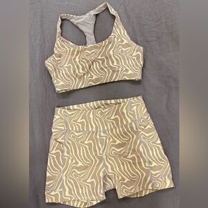 Outdoor Voices Cream and Tan Sports Bra Set